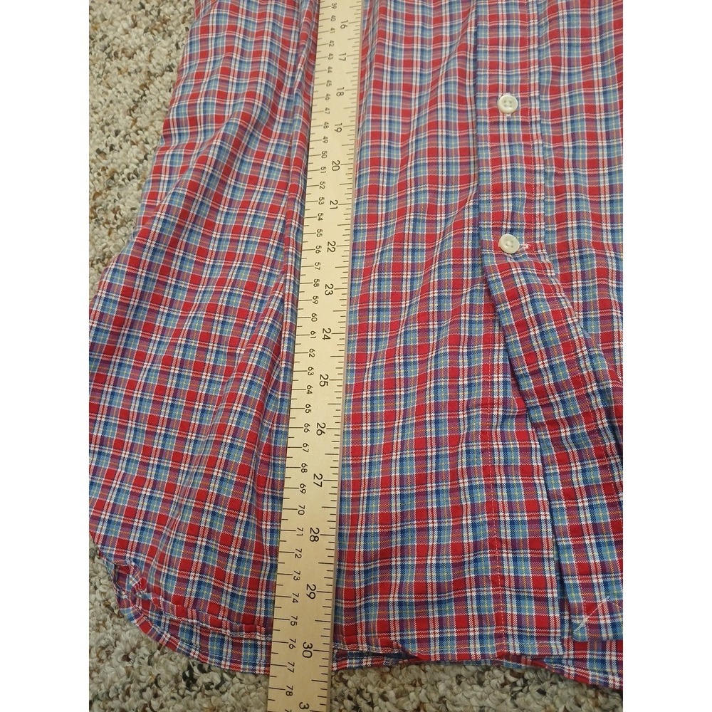 Polo Ralph Lauren Mens Shirt Red White Blue XL Plaid Button Down Minimal Wear - Picture 6 of 7